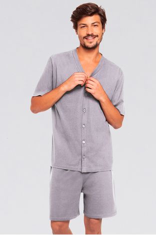 Pijama Masculino Adulto Curto Algodão Botões Lupo LD