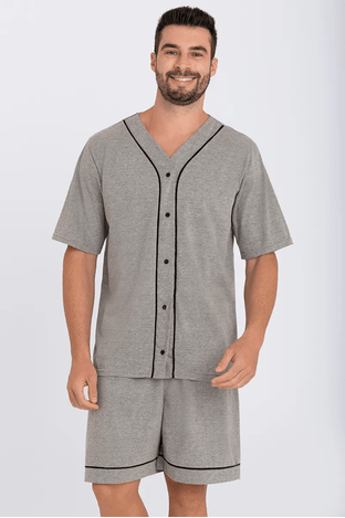 Pijama Masculino Adulto Curto Abotoado Liso Lupo